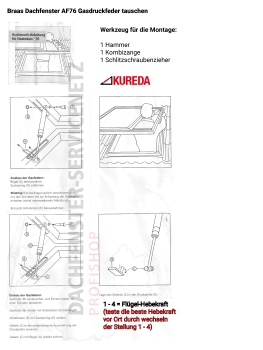 Braas-Atelier Dachfenster AF76 Gasdruckfeder über 1m² Fenstergröße / NEUE GENERATION