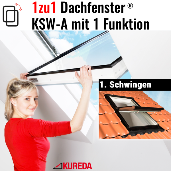 1zu1 Dachfenster® im Wunschmaß mit Schwingfunktion