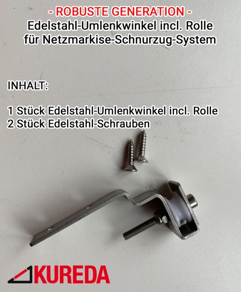 Edelstahl-Umlenkwinkel incl. Rolle für KN-S