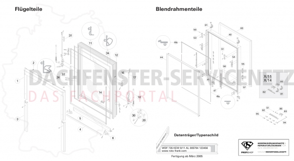 Roto Top-Schwing Dachfenster 7er Dichtungs-Set Innen