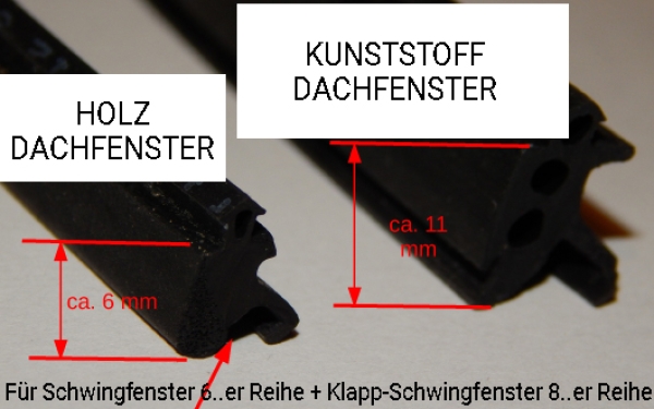METERWARE - Roto Glasauflagedichtung AUßEN für Holz Dachfenster