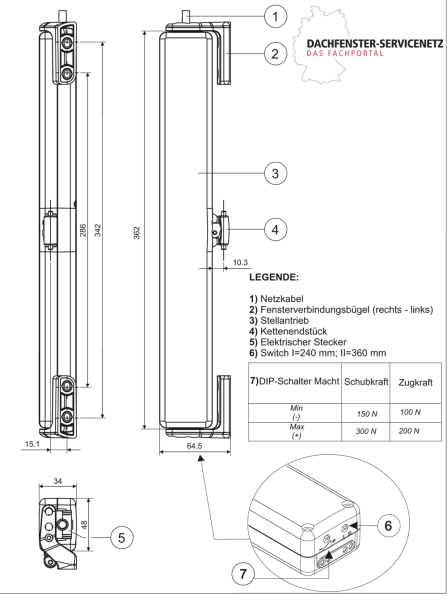Dachfenster Kettenmotor 230 Volt - Universal